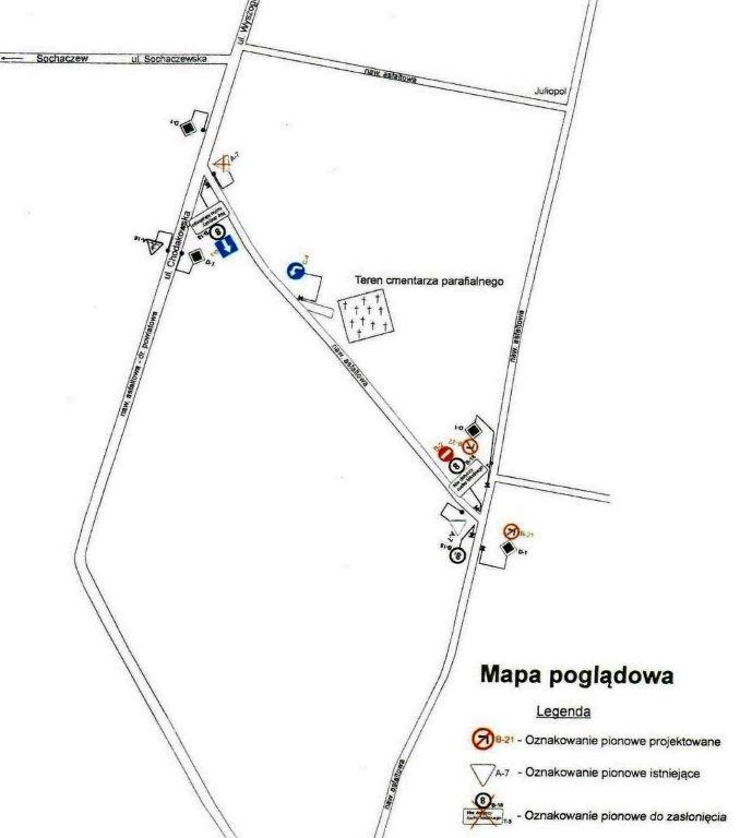 Organizacja ruchu w dniach 1.11.2023 r. – 2.11.2023 r. przy cmentarzu w Juliopolu