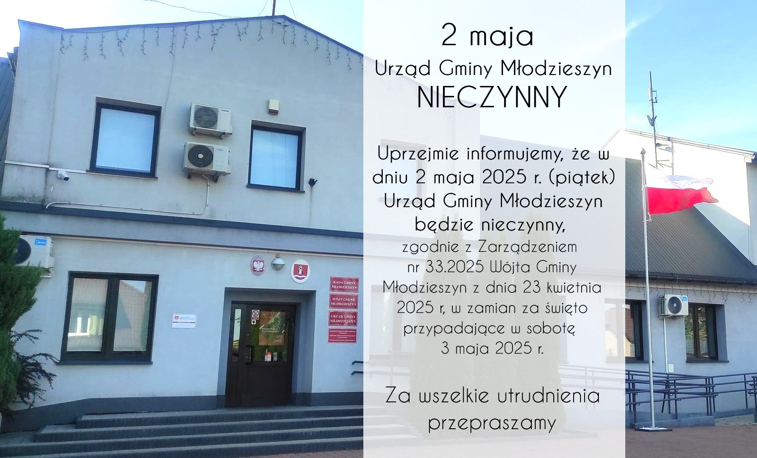2 maja - Urząd Gminy Młodzieszyn nieczynny