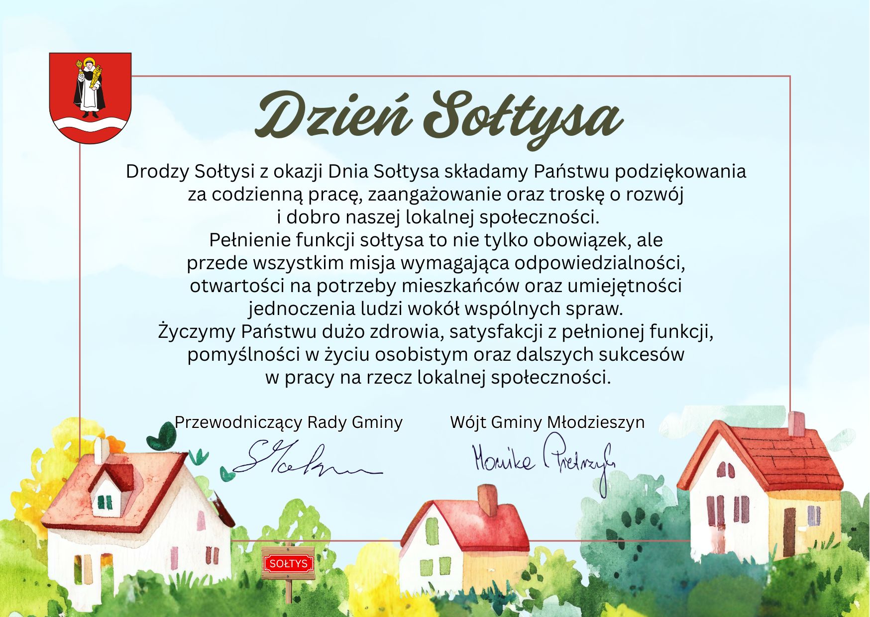 Życzenia dla Sołtysów z okazji ich święta