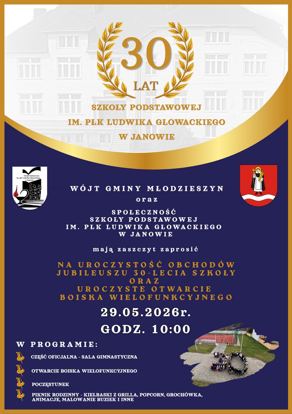 Już dziś zapraszamy na 30- lecie Szkoły Podstawowej im. płk. Ludwika Głowackiego w Janowie