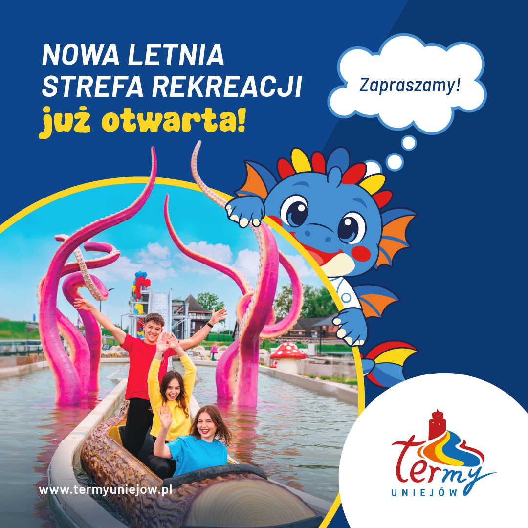 Nowa letnia strefa w Termach Uniejów otwarta! Termuś zaprasza!