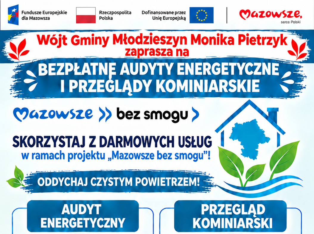 Bezpłatny audyt energetyczny i przegląd kominiarski dla mieszkańców Gminy Młodzieszyn